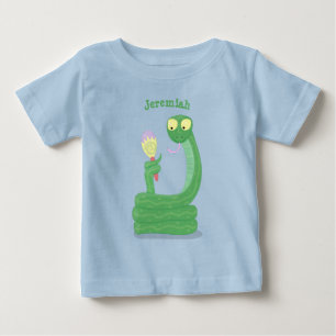 Hübsche grüne Schlange mit Maraca-Cartoon Baby T-shirt