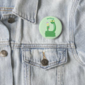 Hübsche grüne Schlange mit Maraca-Cartoon Button (Beispiel)