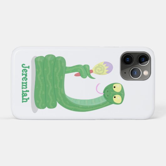 Hübsche grüne Schlange mit Maraca-Cartoon Case-Mate iPhone Hülle (Rückseite (Horizontal))