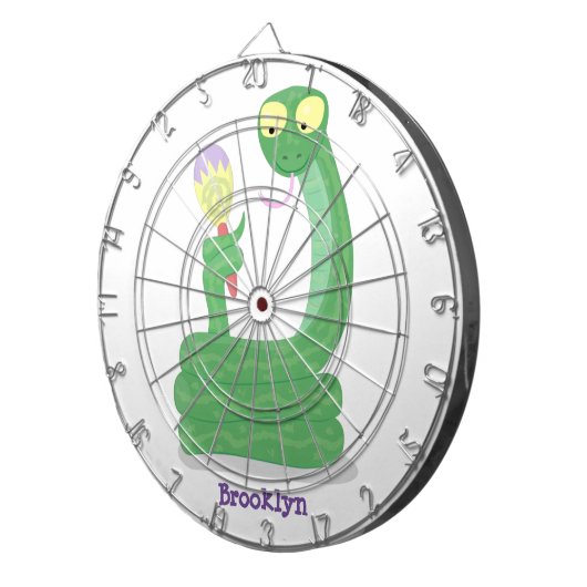 Hübsche grüne Schlange mit Maraca-Cartoon Dartscheibe (Vorderseite rechts)