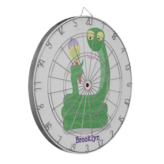 Hübsche grüne Schlange mit Maraca-Cartoon Dartscheibe (Vorderseite Links)