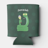 Hübsche grüne Schlange mit Maraca-Cartoon Dosenkühler (Rückseite)