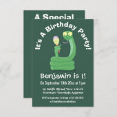Hübsche grüne Schlange mit Maraca-Cartoon Einladung (Vorne/Hinten)