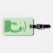 Hübsche grüne Schlange mit Maraca-Cartoon Gepäckanhänger (Vorderseite horizontal)