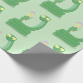 Hübsche grüne Schlange mit Maraca-Cartoon Geschenkpapier (Ecke)