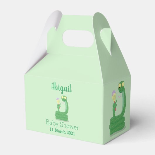 Hübsche grüne Schlange mit Maraca-Cartoon Geschenkschachtel (Vorderseite)