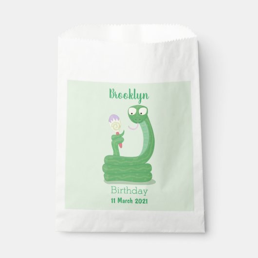 Hübsche grüne Schlange mit Maraca-Cartoon Geschenktütchen (Vorderseite)