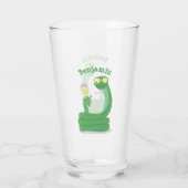 Hübsche grüne Schlange mit Maraca-Cartoon Glas (Rückseite)