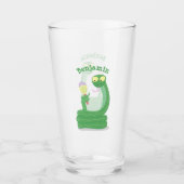 Hübsche grüne Schlange mit Maraca-Cartoon Glas (Vorderseite)