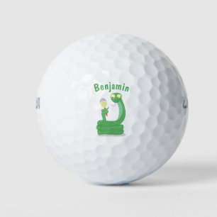 Hübsche grüne Schlange mit Maraca-Cartoon Golfball
