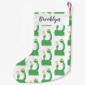 Hübsche grüne Schlange mit Maraca-Cartoon Kleiner Weihnachtsstrumpf (Rückseite)