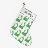 Hübsche grüne Schlange mit Maraca-Cartoon Kleiner Weihnachtsstrumpf (Vorderansicht (hängend))