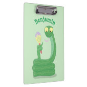Hübsche grüne Schlange mit Maraca-Cartoon Klemmbrett (Rechts)
