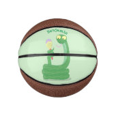 Hübsche grüne Schlange mit Maraca Cartoon Mini Mini Basketball (Vorderseite)