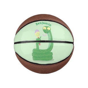 Hübsche grüne Schlange mit Maraca Cartoon Mini Mini Basketball