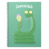Hübsche grüne Schlange mit Maraca-Cartoon Notizblock (Vorderseite)
