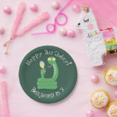 Hübsche grüne Schlange mit Maraca-Cartoon Pappteller (Party)