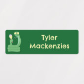 Hübsche grüne Schlange mit Maraca-Cartoon personal Etiketten (Design 2)