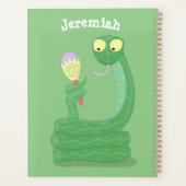 Hübsche grüne Schlange mit Maraca-Cartoon Planer (Rückseite)