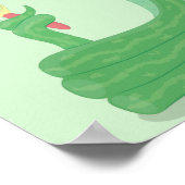 Hübsche grüne Schlange mit Maraca-Cartoon Poster (Ecke)