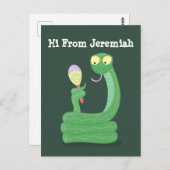 Hübsche grüne Schlange mit Maraca-Cartoon Postkarte (Vorne/Hinten)