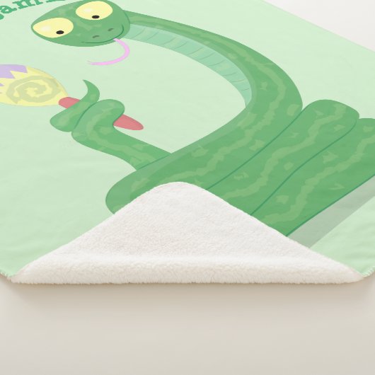 Hübsche grüne Schlange mit Maraca-Cartoon Sherpadecke (3/4)