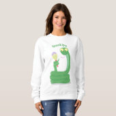 Hübsche grüne Schlange mit Maraca-Cartoon Sweatshirt (Vorne ganz)