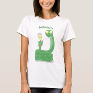 Hübsche grüne Schlange mit Maraca-Cartoon T-Shirt