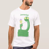 Hübsche grüne Schlange mit Maraca-Cartoon T-Shirt (Vorderseite)