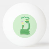 Hübsche grüne Schlange mit Maraca-Cartoon Tischtennisball (Rückseite)