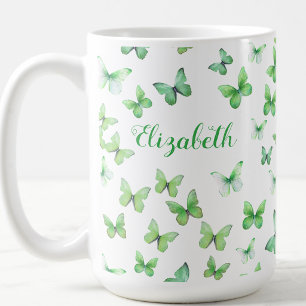 Hübsche grüne Schmetterlinge Benutzerdefinierter N Kaffeetasse