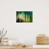 Hübsche grüne Tore des Paradies Pfauenwald Poster (Küche)