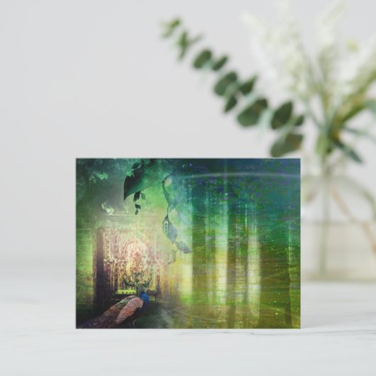 Hübsche grüne Tore des Paradies Pfauenwald Postkarte (Stehend Vorderseite)