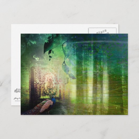 Hübsche grüne Tore des Paradies Pfauenwald Postkarte (Vorne/Hinten)