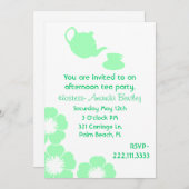 Hübsche grüne und weiße Tee-Party Einladung (Vorne/Hinten)