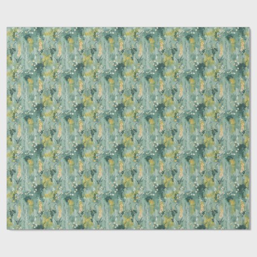 Hübsche Grüne Wasserfarben Geschenkpapier (Flach)