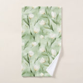 Hübsche Grüne Weiße Tulpen Badhandtuch Set (Handtuch)