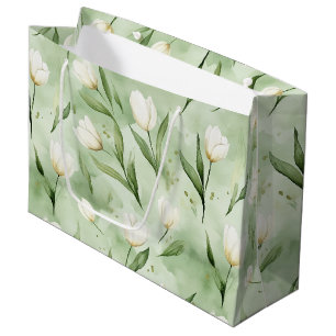 Hübsche Grüne Weiße Tulpen Brautparty Große Geschenktüte