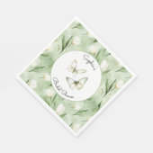 Hübsche grüne weiße Tulpen Brautparty Serviette (Ecke)