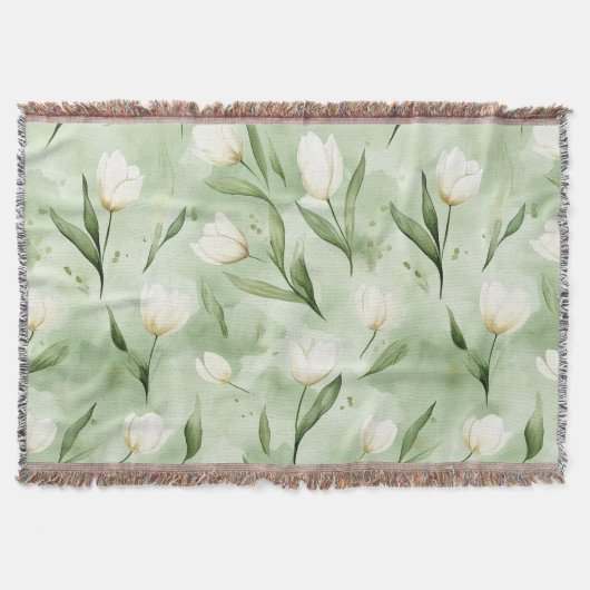 Hübsche Grüne Weiße Tulpen Decke (Vorderseite)