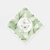 Hübsche grüne weiße Tulpen Hochzeit Serviette (Ecke)