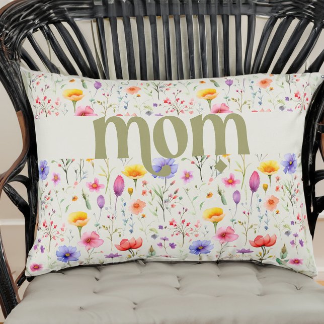 Hübsche grüne Wildblume Muster Mama Dekokissen (Mom accent pillow from my Mother's Day Wildflower Collection)
