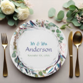 Hübsche Grünpflanzen Lila Aquamarin Gold Pappteller