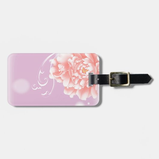 hübsche, gürtelige, wasserfarbene Rosa-Rosa-Pfirsi Gepäckanhänger (Vorderseite horizontal)