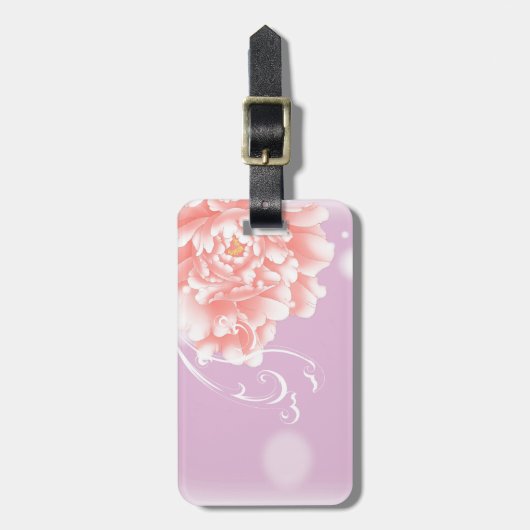 hübsche, gürtelige, wasserfarbene Rosa-Rosa-Pfirsi Gepäckanhänger (Vorderseite vertikal)