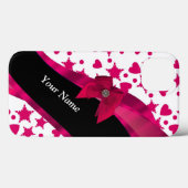 Hübsche gürtelrote und weiße gemusterte Monogramm Case-Mate iPhone Hülle (Rückseite (Horizontal))