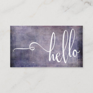 Hübsche hallo-Typografie über dunklem lila Grunge Visitenkarte