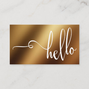 Hübsche hallo-Typografie über glatter Goldfolie Visitenkarte
