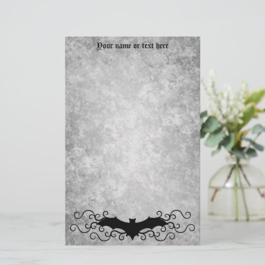 Hübsche Halloween-Fledermaus mit deinem Namen grun Briefpapier (Stehend Vorderseite)