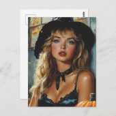 Hübsche Halloween-Hexe Postkarte (Vorne/Hinten)